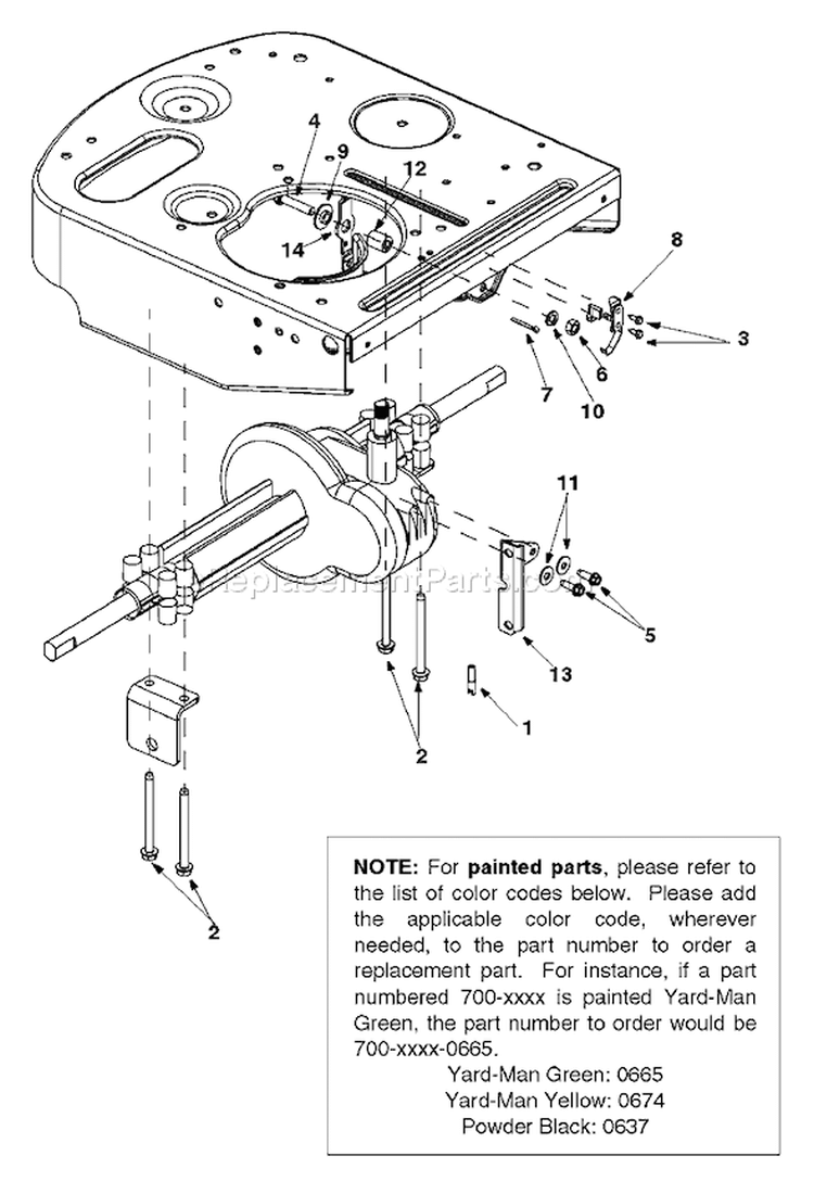 Page F Diagram and Parts List for 13A-325-402 2001 Yard Man Lawn Tractor